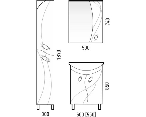 Заказать Тумба с раковиной белый глянец 60 см Corozo Наина SETSD-00000320/SD-00000383 в магазине сантехники Santeh-Crystal.ru