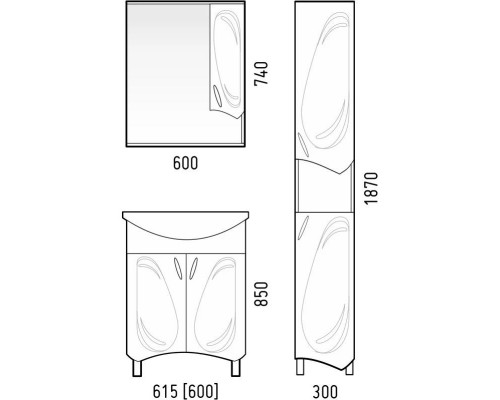 Заказать Тумба с раковиной белый глянец 61,5 см Corozo Кентис SETSD-00000314/SD-00000396 в магазине сантехники Santeh-Crystal.ru