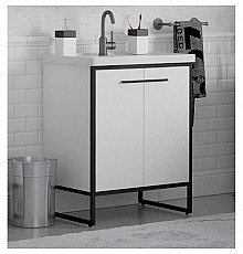 Тумба с раковиной белый глянец/черный 71 см Corozo Айрон SETSD-00000411/SD-00000379