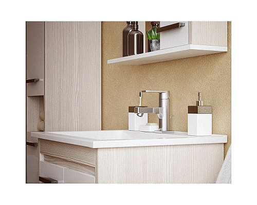 Купить Тумба с раковиной белый глянец/лайн 66 см Corozo Лорена SETSD-00000319/SD-00000391 в магазине сантехники Santeh-Crystal.ru