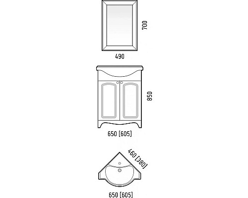 Заказать Тумба с раковиной белый глянец 65 см Corozo Лорена SETSD-00000316/SD-00000377 в магазине сантехники Santeh-Crystal.ru