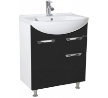 Тумба с раковиной черный глянец/белый глянец 65 см Bellezza Альфа 4638810090049 + 4640021622155