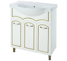 Тумба с раковиной белый глянец золотая патина 70 см Bellezza Амелия 4630311000381 + 4690311008978