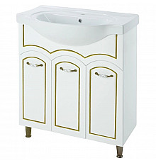 Тумба с раковиной белый глянец золотая патина 70 см Bellezza Амелия 4630311000381 + 4690311008978