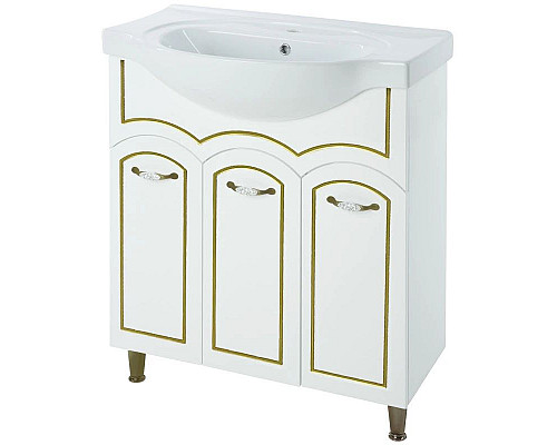 Santeh-Crystal.ru: Тумба с раковиной белый глянец золотая патина 70 см Bellezza Амелия 4630311000381 + 4690311008978 Купить Тумба с раковиной белый глянец золотая патина 70 см Bellezza Амелия 4630311000381 + 4690311008978 в магазине сантехники Santeh-Crystal.ru