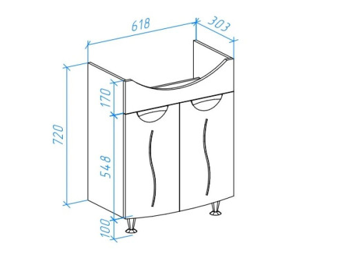 Заказать Тумба с раковиной белый глянец 65,5 см Bellezza Глория 4639510000017 + 4640021060940 в магазине сантехники Santeh-Crystal.ru