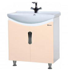 Тумба с раковиной бежевый глянец/белый глянец 65 см Bellezza Лагуна 4632110240074 + 4620000149897
