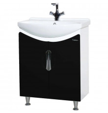 Тумба с раковиной черный глянец/белый глянец 65 см Bellezza Лагуна 4632110240043 + 4620000149897