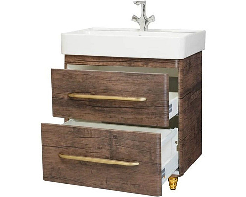 Заказать Тумба с раковиной орех 60,5 см Bellezza Олимпия 4639309110439 + 4640021061152 в магазине сантехники Santeh-Crystal.ru