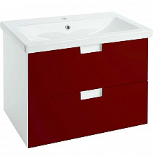 Тумба с раковиной красный глянец/белый глянец 70 см Bellezza Пегас 4630411270035 + 4690311050410