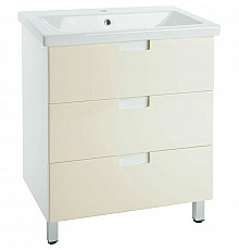 Тумба с раковиной бежевый глянец/белый глянец 70 см Bellezza Пегас 4630411140079 + 4690311050410