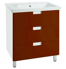 Тумба с раковиной красный глянец/белый глянец 70 см Bellezza Пегас 4630411140031 + 4690311050410