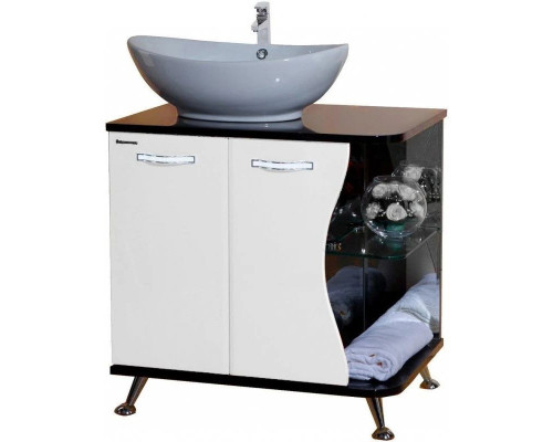 Заказать Тумба с раковиной белый глянец/черный глянец 71 см Bellezza Рио 4633611242260 + 4620008193823 в магазине сантехники Santeh-Crystal.ru