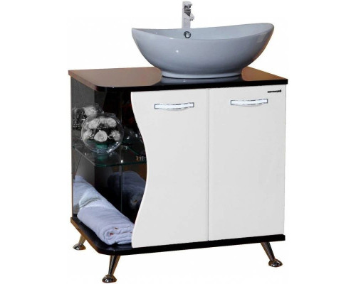 Купить Тумба с раковиной белый глянец/черный глянец 71 см Bellezza Рио 4633611241263 + 4620008193823 в магазине сантехники Santeh-Crystal.ru