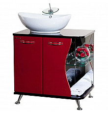 Тумба с раковиной красный глянец/черный глянец 71 см Bellezza Рио 4633611242215 + 4620008193823