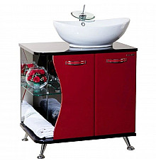 Тумба с раковиной красный глянец/черный глянец 71 см Bellezza Рио 4633611241218 + 4620008193823