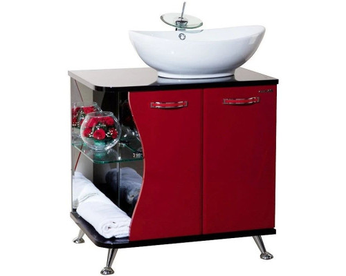 Купить Тумба с раковиной красный глянец/черный глянец 71 см Bellezza Рио 4633611241218 + 4620008193823 в магазине сантехники Santeh-Crystal.ru