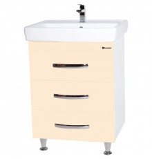 Тумба с раковиной бежевый глянец/белый глянец 60 см Bellezza Рокко 4635309660073 + 4620000148562