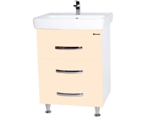 Приобрести Тумба с раковиной бежевый глянец/белый глянец 60 см Bellezza Рокко 4635309660073 + 4620000148562 в магазине сантехники Santeh-Crystal.ru
