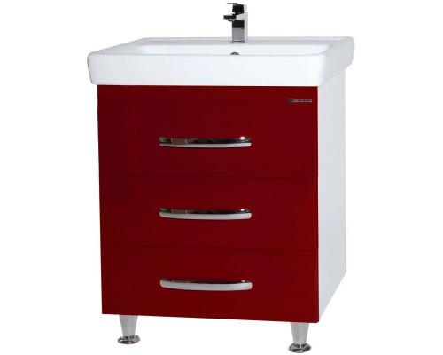 Купить Тумба с раковиной красный глянец/белый глянец 60 см Bellezza Рокко 4635309660035 + 4620000148562 в магазине сантехники Santeh-Crystal.ru