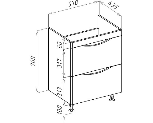 Заказать Тумба с раковиной капучино 60,5 см Bellezza Санриса 4630109660452 + 4690311076861 в магазине сантехники Santeh-Crystal.ru