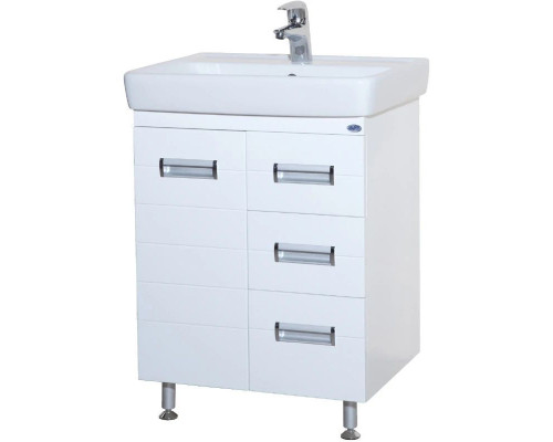 Купить Тумба с раковиной белый глянец 60 см 2 ящика Bellezza Сиена 4633909670010 + 4620000148562 в магазине сантехники Santeh-Crystal.ru