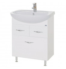 Тумба с раковиной белый глянец 66,5 см с бельевой корзиной Bellezza Стелла 4636010120016 + 4620000141426