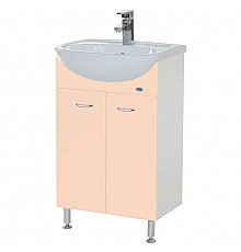 Тумба с раковиной бежевый глянец/белый глянец 55,6 см Bellezza Уют 4635008240071 + 4620008192765