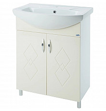 Тумба с раковиной бежевый глянец/белый глянец 55 см Bellezza Элеганс 4638608240076 + 4620008195551