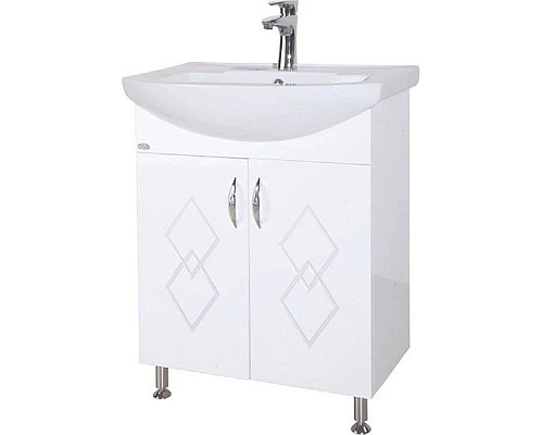 Купить Тумба с раковиной белый глянец 55 см Bellezza Элеганс 4638608240014 + 4620008195551 в магазине сантехники Santeh-Crystal.ru