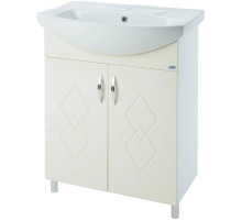 Тумба с раковиной бежевый глянец/белый глянец 60 см Bellezza Элеганс 4638609240075 + 4620008196114