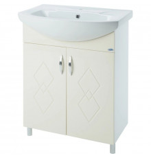 Тумба с раковиной бежевый глянец/белый глянец 60 см Bellezza Элеганс 4638609240075 + 4620008196114