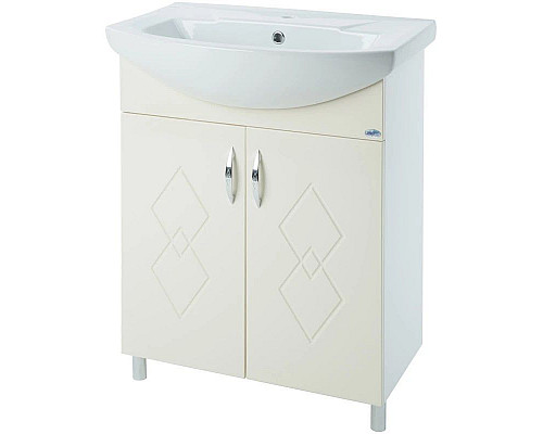 Заказать Тумба с раковиной бежевый глянец/белый глянец 60 см Bellezza Элеганс 4638609240075 + 4620008196114 в магазине сантехники Santeh-Crystal.ru