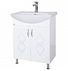 Тумба с раковиной белый глянец 60 см Bellezza Элеганс 4638609240013 + 4620008196114