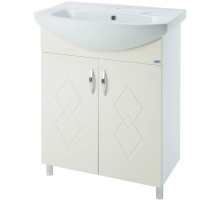 Тумба с раковиной бежевый глянец/белый глянец 66 см Bellezza Элеганс 4638610240071 + 4620008192475