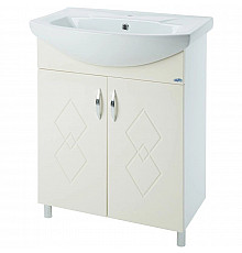 Тумба с раковиной бежевый глянец/белый глянец 66 см Bellezza Элеганс 4638610240071 + 4620008192475