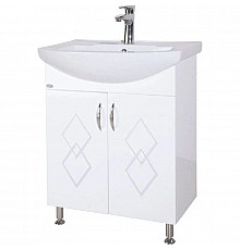 Тумба с раковиной белый глянец 66 см Bellezza Элеганс 4638610240019 + 4620008192475