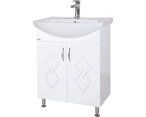 Купить Тумба с раковиной белый глянец 66 см Bellezza Элеганс 4638610240019 + 4620008192475 в магазине сантехники Santeh-Crystal.ru