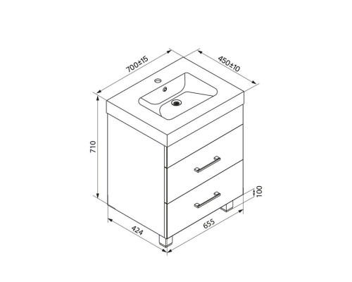 Купить Тумба с раковиной белый глянец 70 см IDDIS Custo New NCU70W0i95K в магазине сантехники Santeh-Crystal.ru