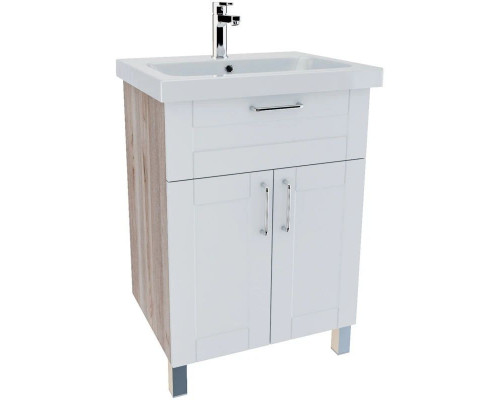 Приобрести Тумба с раковиной белый глянец/дерево 60,5 см IDDIS Sena New NSE60W2i95K в магазине сантехники Santeh-Crystal.ru