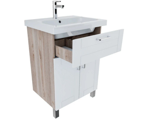 Приобрести Тумба с раковиной белый глянец/дерево 60,5 см IDDIS Sena New NSE60W2i95K в магазине сантехники Santeh-Crystal.ru
