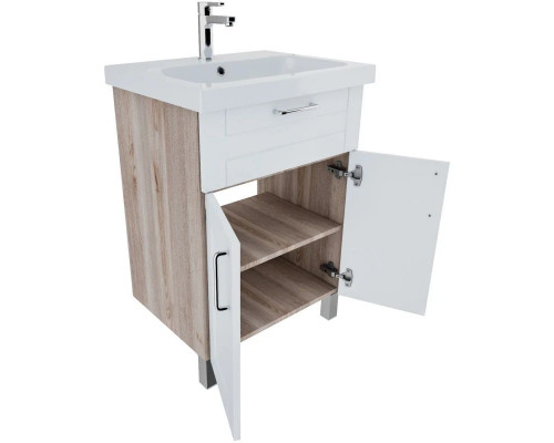 Приобрести Тумба с раковиной белый глянец/дерево 60,5 см IDDIS Sena New NSE60W2i95K в магазине сантехники Santeh-Crystal.ru