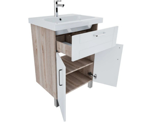 Приобрести Тумба с раковиной белый глянец/дерево 60,5 см IDDIS Sena New NSE60W2i95K в магазине сантехники Santeh-Crystal.ru