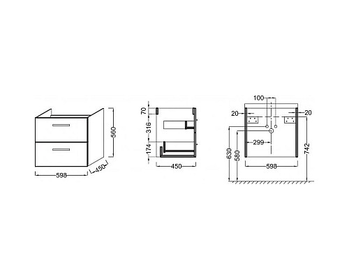 Купить Тумба белый глянец 59,8 см Jacob Delafon Ola EB390-J5 в магазине сантехники Santeh-Crystal.ru