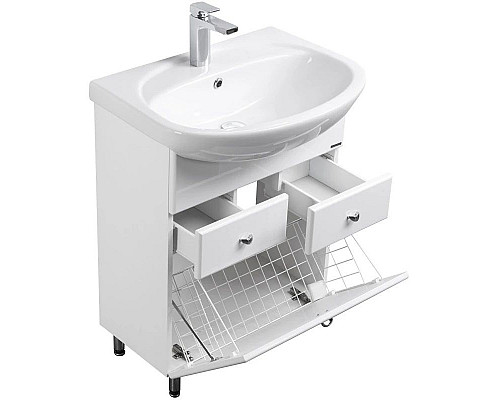 Заказать Тумба с раковиной белый глянец 66,5 см с бельевой корзиной Акватон Норма 1A0549K1NO010 в магазине сантехники Santeh-Crystal.ru