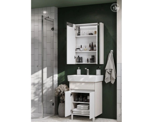 Купить Тумба с раковиной белый глянец/ясень фабрик 60 см Акватон Верди 1A2077K1VDAV0 в магазине сантехники Santeh-Crystal.ru