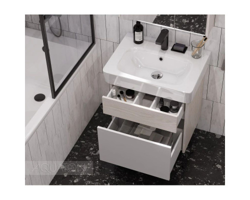 Приобрести Тумба белый глянец/ясень фабрик 54 см Акватон Верди 1A206701VDAV0 в магазине сантехники Santeh-Crystal.ru