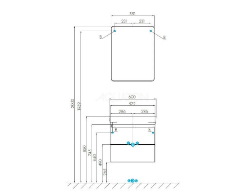 Приобрести Тумба белый глянец/серый кашемир 57,2 см Акватон Скай 1A238201SY010 в магазине сантехники Santeh-Crystal.ru