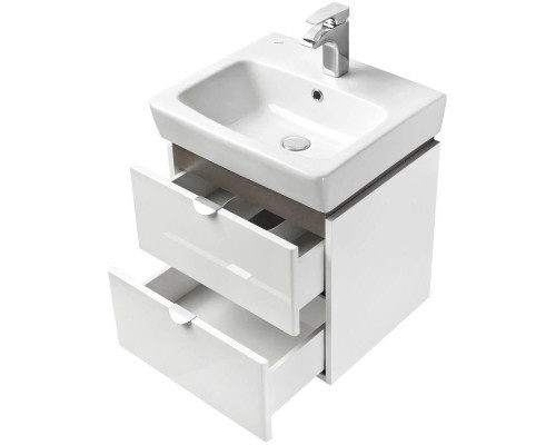 Приобрести Тумба белый глянец/серый кашемир 57,2 см Акватон Скай 1A238201SY010 в магазине сантехники Santeh-Crystal.ru