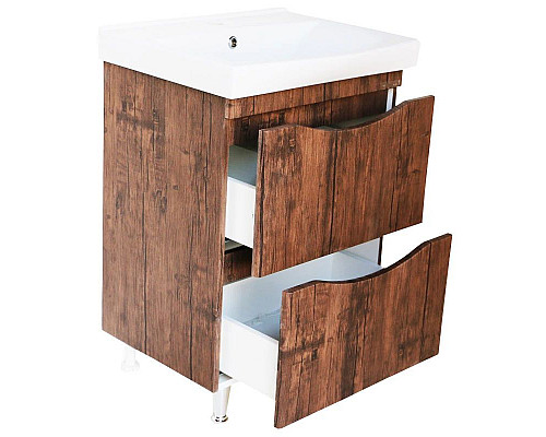 Приобрести Тумба с раковиной орех 60,5 см Bellezza Санриса 4630109000432 + 4690311076861 в магазине сантехники Santeh-Crystal.ru